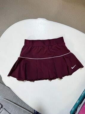 Nike Tennis Skirt, Maroon with White Piping, XS